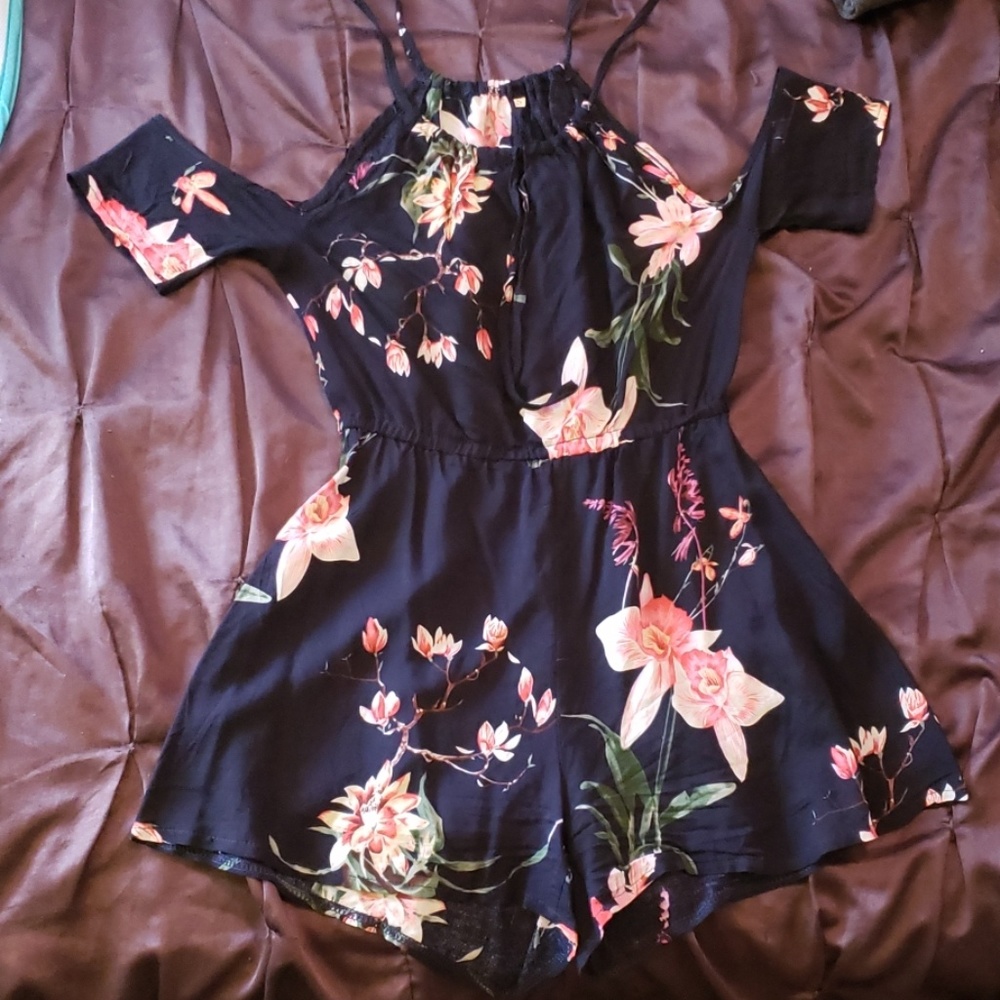 Blue floral romper